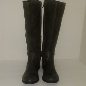 Women's  Gray Leather Riding Boots Size 8M